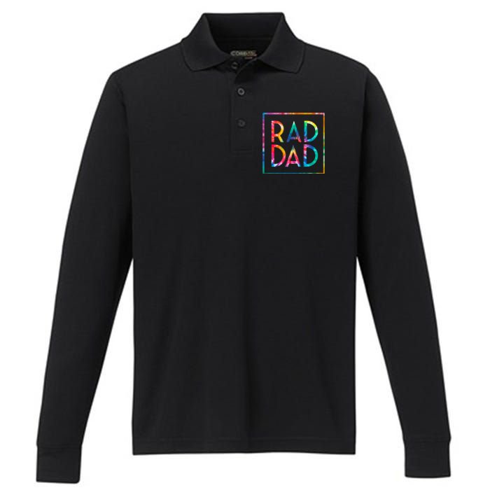 Rad Like Dad Tie Dye Funny Father’s Day Performance Long Sleeve Polo