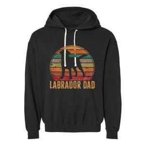 Retro Labrador Dad Gift Dog Daddy Golden Black Lab Father Garment-Dyed Fleece Hoodie