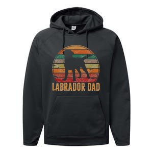 Retro Labrador Dad Gift Dog Daddy Golden Black Lab Father Performance Fleece Hoodie