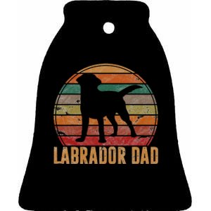 Retro Labrador Dad Gift Dog Daddy Golden Black Lab Father Ceramic Bell Ornament