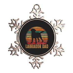 Retro Labrador Dad Gift Dog Daddy Golden Black Lab Father Metallic Star Ornament