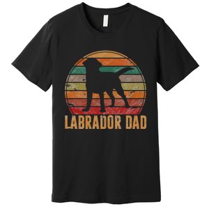 Retro Labrador Dad Gift Dog Daddy Golden Black Lab Father Premium T-Shirt