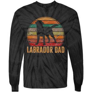 Retro Labrador Dad Gift Dog Daddy Golden Black Lab Father Tie-Dye Long Sleeve Shirt