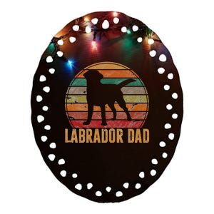 Retro Labrador Dad Gift Dog Daddy Golden Black Lab Father Ceramic Oval Ornament