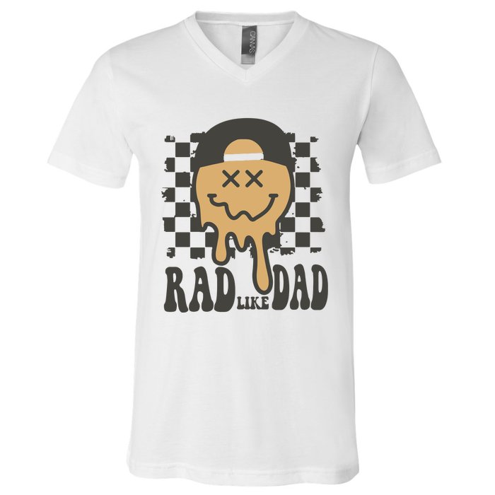 Rad Like Dad Cute Fathers Day Gift V-Neck T-Shirt