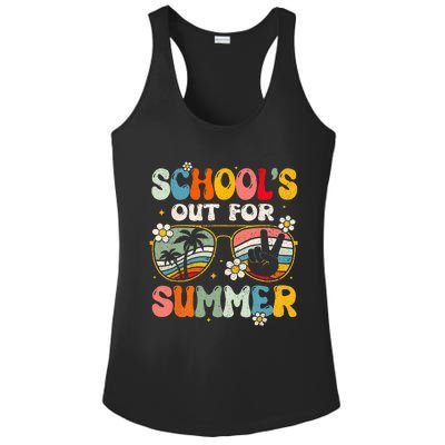 Retro Last Day Of Schools Out For Summer Teacher Girls Ladies PosiCharge Competitor Racerback Tank