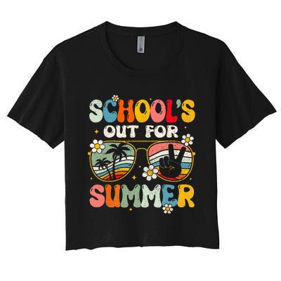 Retro Last Day Of Schools Out For Summer Teacher Girls Women's Crop Top Tee