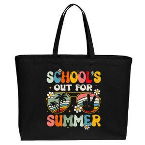 Retro Last Day Of Schools Out For Summer Teacher Girls Cotton Canvas Jumbo Tote