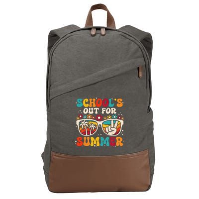 Retro Last Day Of School Schools Out For Summer Teacher Cotton Canvas Backpack