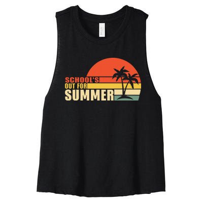 Retro Last Day Of School Schools Out For Summer Teacher Women's Racerback Cropped Tank