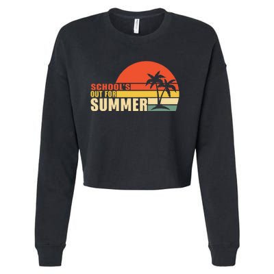 Retro Last Day Of School Schools Out For Summer Teacher Cropped Pullover Crew