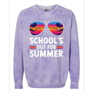 Retro Last Day Of SchoolS Out For Summer Teacher Colorblast Crewneck Sweatshirt