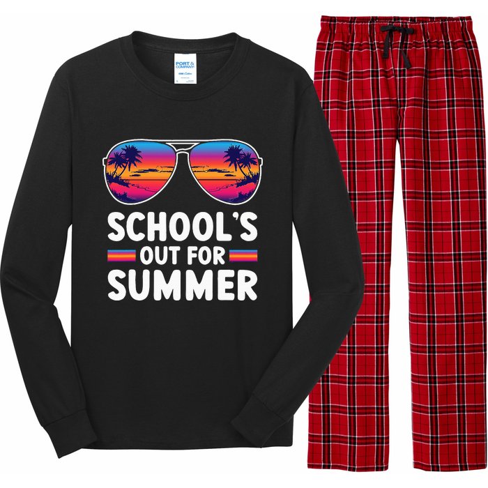 Retro Last Day Of SchoolS Out For Summer Teacher Long Sleeve Pajama Set