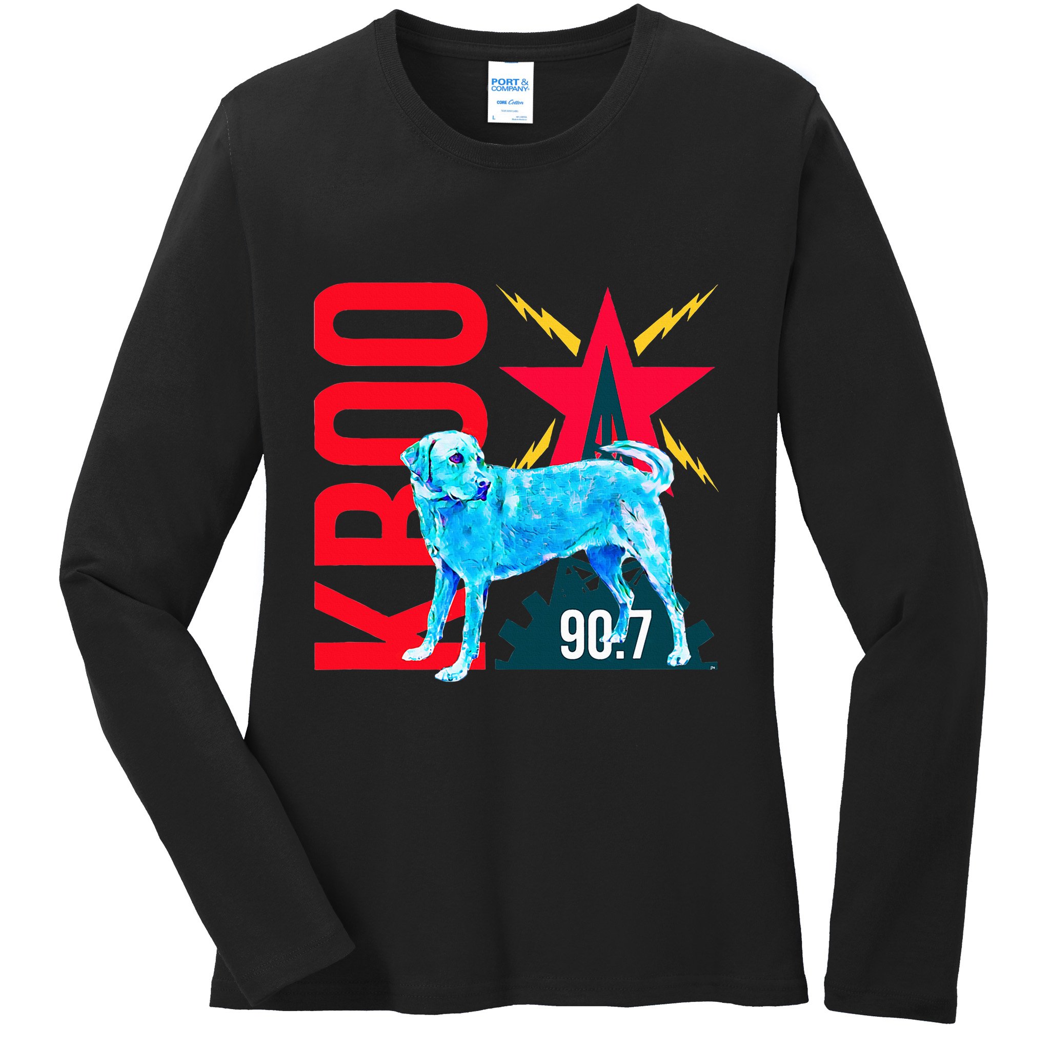 Radio Loving Dog Ladies Long Sleeve Shirt