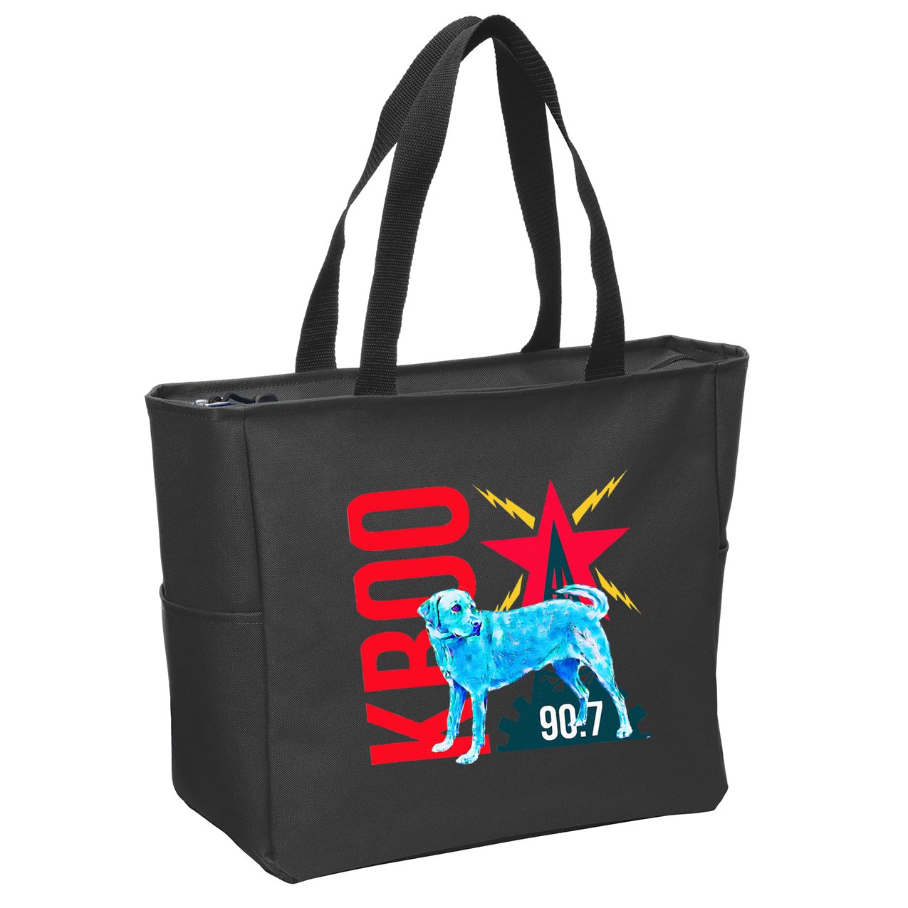 Radio Loving Dog Zip Tote Bag