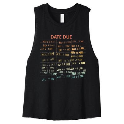 Retro Library Due Date Vintage Librarian Date Due Women's Racerback Cropped Tank