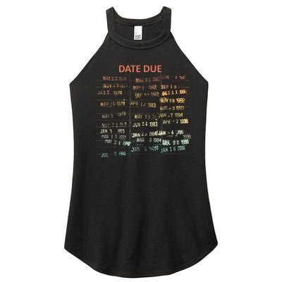 Retro Library Due Date Vintage Librarian Date Due Women’s Perfect Tri Rocker Tank