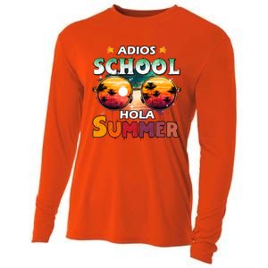 Retro Last Day Of School Out For Summer Teacher Adios Gift Cooling Performance Long Sleeve Crew