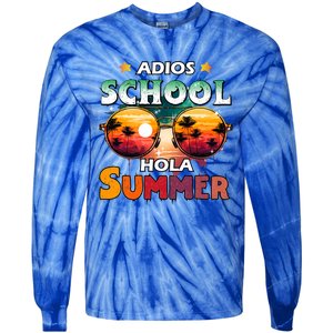 Retro Last Day Of School Out For Summer Teacher Adios Gift Tie-Dye Long Sleeve Shirt