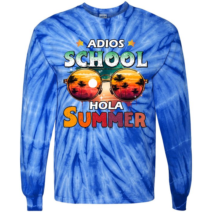 Retro Last Day Of School Out For Summer Teacher Adios Gift Tie-Dye Long Sleeve Shirt