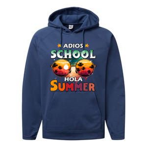 Retro Last Day Of School Out For Summer Teacher Adios Gift Performance Fleece Hoodie