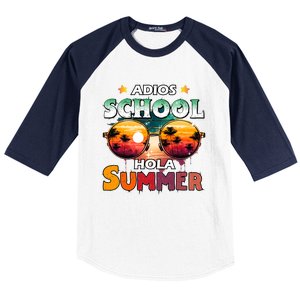 Retro Last Day Of School Out For Summer Teacher Adios Gift Baseball Sleeve Shirt