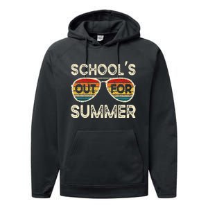 Retro Last Day Of School Schools Out For Summer Teacher Performance Fleece Hoodie