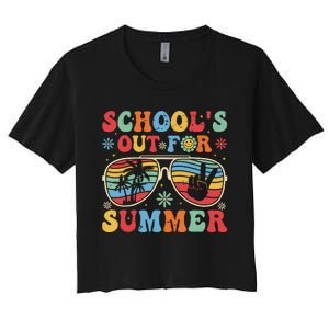 Retro Last Day Of Schools Out For Summer Teacher Boy Girl Women's Crop Top Tee