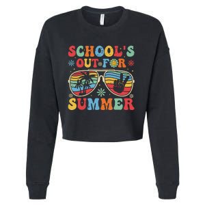 Retro Last Day Of Schools Out For Summer Teacher Boy Girl Cropped Pullover Crew