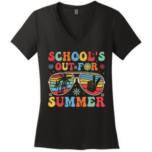 Retro Last Day Of Schools Out For Summer Teacher Boy Girl Women's V-Neck T-Shirt