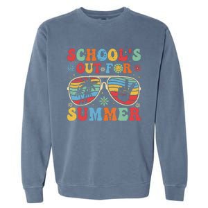 Retro Last Day Of Schools Out For Summer Teacher Boy Girl Garment-Dyed Sweatshirt