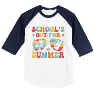 Retro Last Day Of Schools Out For Summer Teacher Boy Girl Baseball Sleeve Shirt