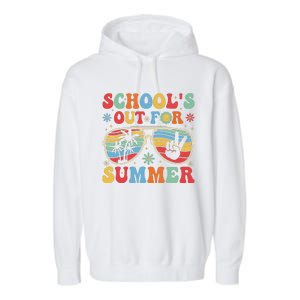 Retro Last Day Of Schools Out For Summer Teacher Boy Girl Garment-Dyed Fleece Hoodie