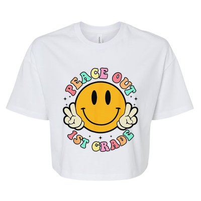 Retro Last Day Of School Peace Out 1st Grade Teacher Bella+Canvas Jersey Crop Tee