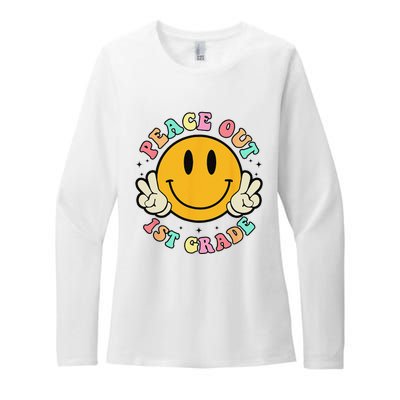 Retro Last Day Of School Peace Out 1st Grade Teacher Womens CVC Long Sleeve Shirt