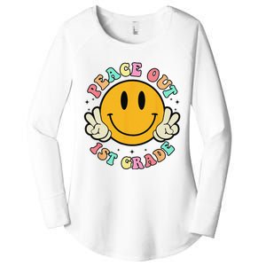 Retro Last Day Of School Peace Out 1st Grade Teacher Women's Perfect Tri Tunic Long Sleeve Shirt