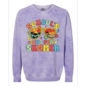 Retro Last Day Of Schools Out For Summer Teacher Boy Girl Colorblast Crewneck Sweatshirt