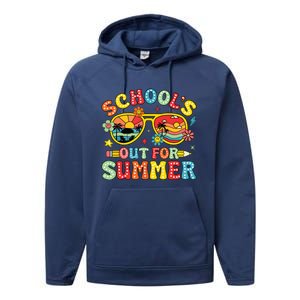 Retro Last Day Of Schools Out For Summer Teacher Boy Girl Performance Fleece Hoodie