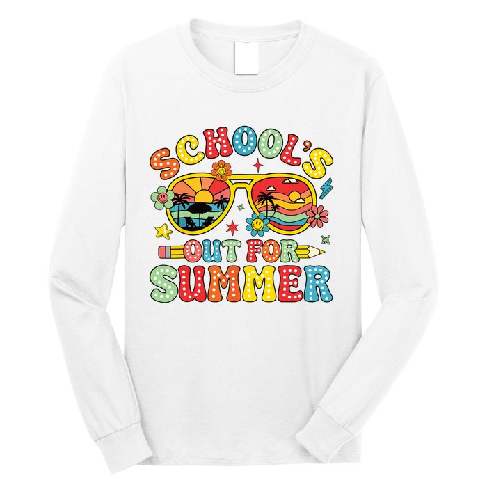 Retro Last Day Of Schools Out For Summer Teacher Boy Girl Long Sleeve Shirt