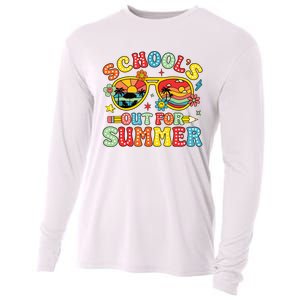 Retro Last Day Of Schools Out For Summer Teacher Boy Girl Cooling Performance Long Sleeve Crew