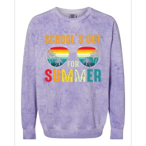 Retro Last Day Of Schools Out For Summer Teacher Boy Girl Colorblast Crewneck Sweatshirt