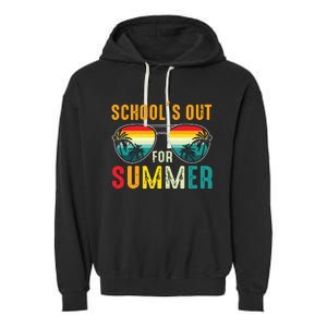 Retro Last Day Of Schools Out For Summer Teacher Boy Girl Garment-Dyed Fleece Hoodie