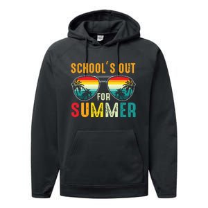 Retro Last Day Of Schools Out For Summer Teacher Boy Girl Performance Fleece Hoodie