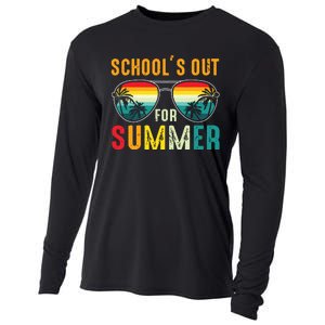 Retro Last Day Of Schools Out For Summer Teacher Boy Girl Cooling Performance Long Sleeve Crew