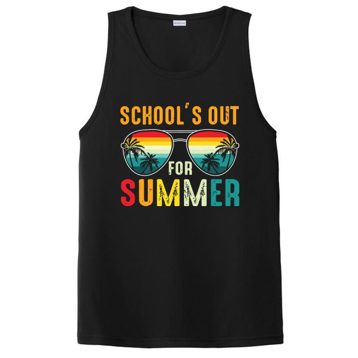 Retro Last Day Of Schools Out For Summer Teacher Boy Girl PosiCharge Competitor Tank