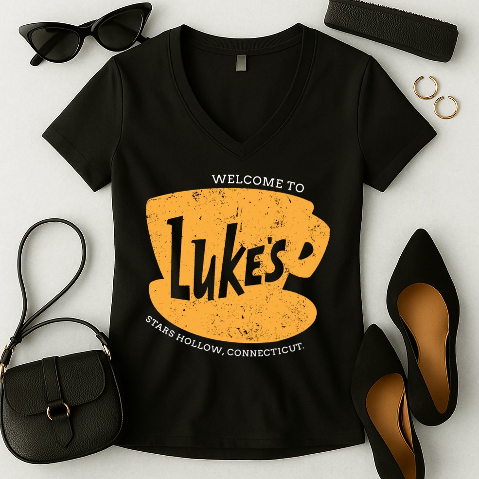 Retro Lukes Diner Women's V-Neck T-Shirt