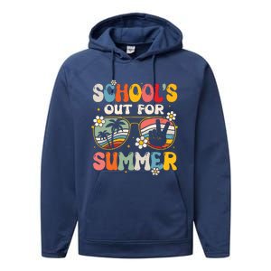 Retro Last Day Of Schools Out For Summer Teacher Boy Girl Performance Fleece Hoodie