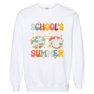 Retro Last Day Of Schools Out For Summer Teacher Boy Girl Garment-Dyed Sweatshirt