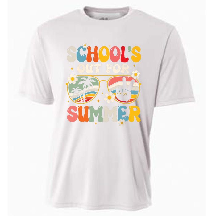 Retro Last Day Of Schools Out For Summer Teacher Boy Girl Cooling Performance Crew T-Shirt