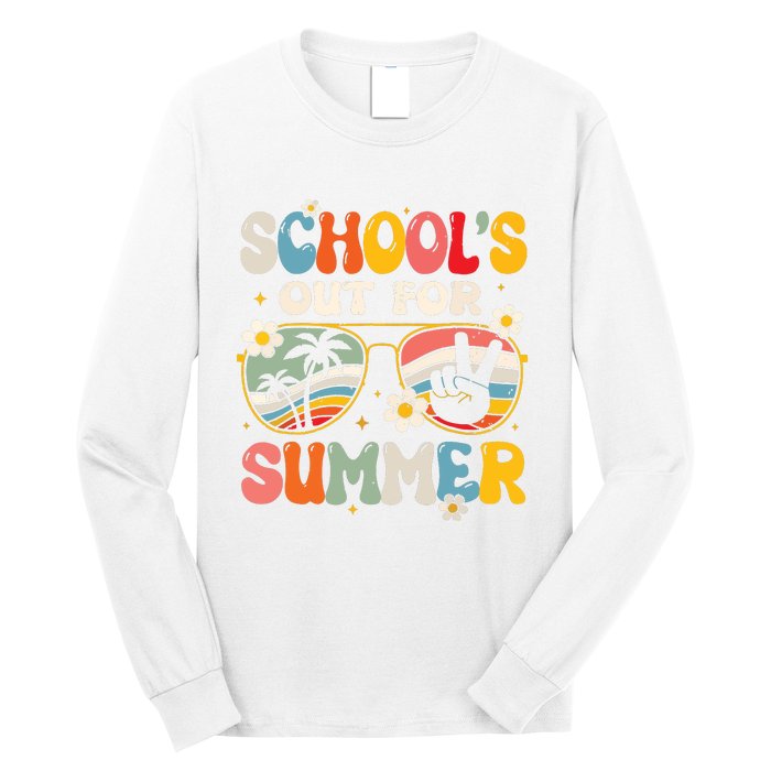 Retro Last Day Of Schools Out For Summer Teacher Boy Girl Long Sleeve Shirt